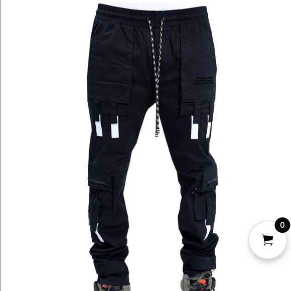 Track // Joggers Pants by The HideOutClothing // black Multi pocket Button Ankle - Picture 3 of 11